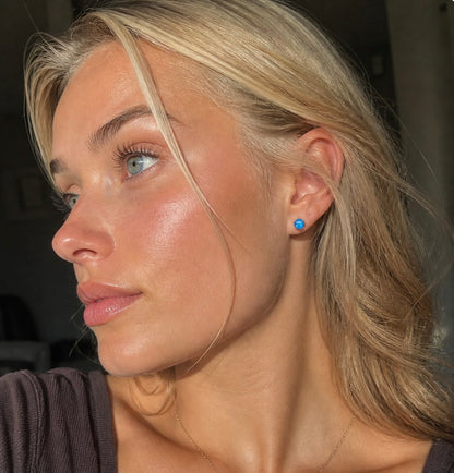 Aegean Blue Opal Studs