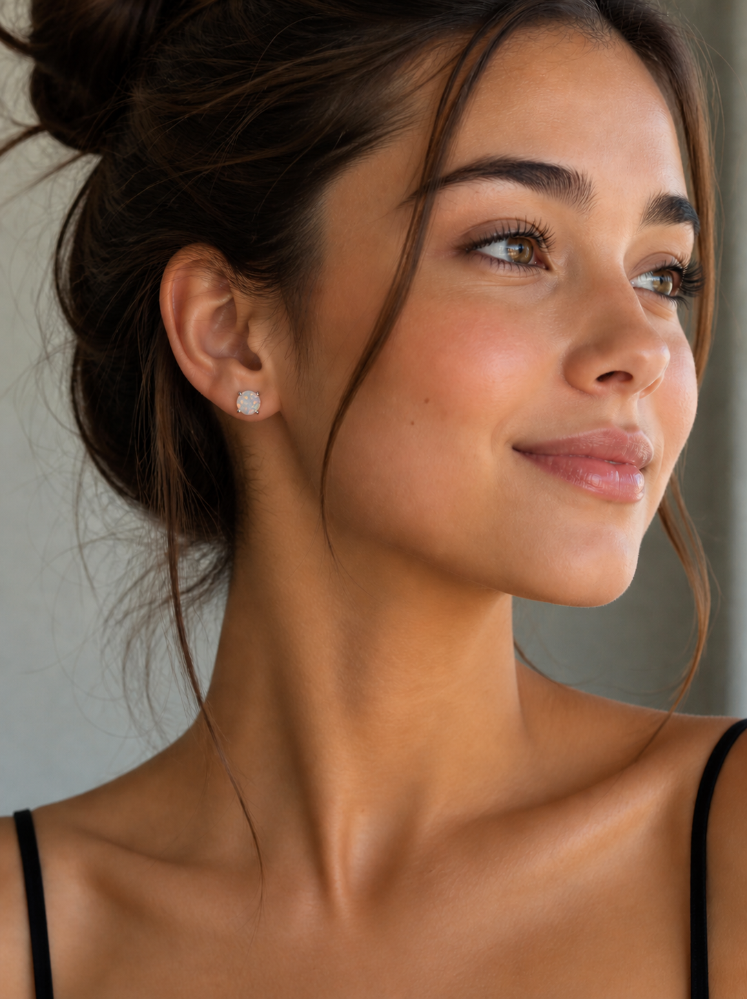 Aegean White Opal Studs