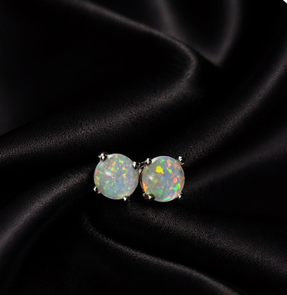Aegean White Opal Studs