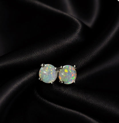 Aegean White Opal Studs