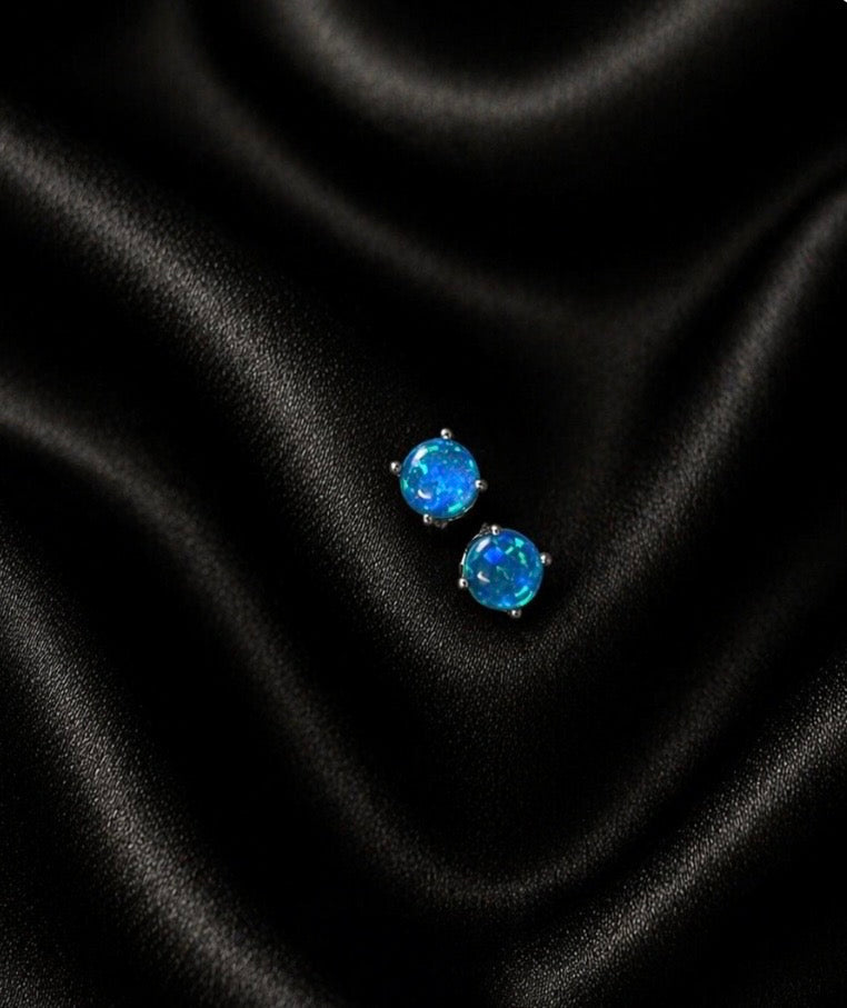 Aegean Blue Opal Studs