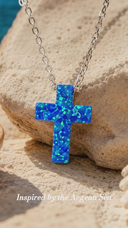 Aegean Blue Opal Cross